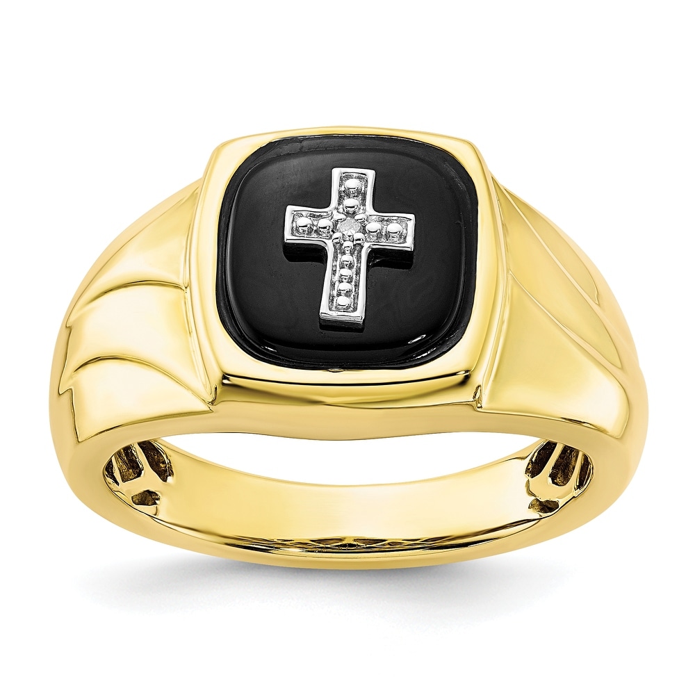 RUDRAFASHION Wedding 5-Stone Mens Cross Ring Gemstone 14k Black Gold Over Sterling Silver 